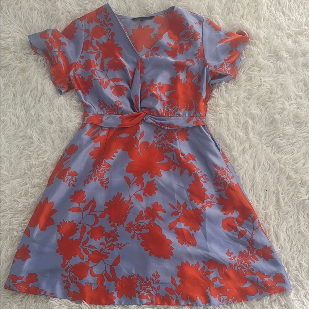 Vero Moda Blue Dress with Red Floral Pattern
